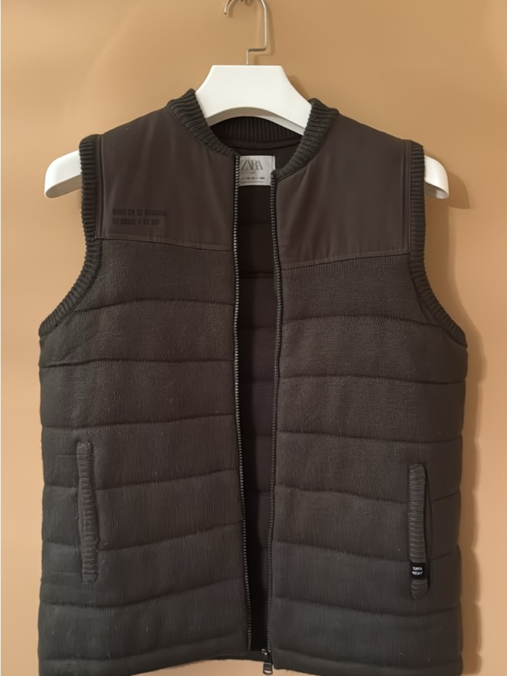 Zara Boys Dark Green Quilted Puffer Vest